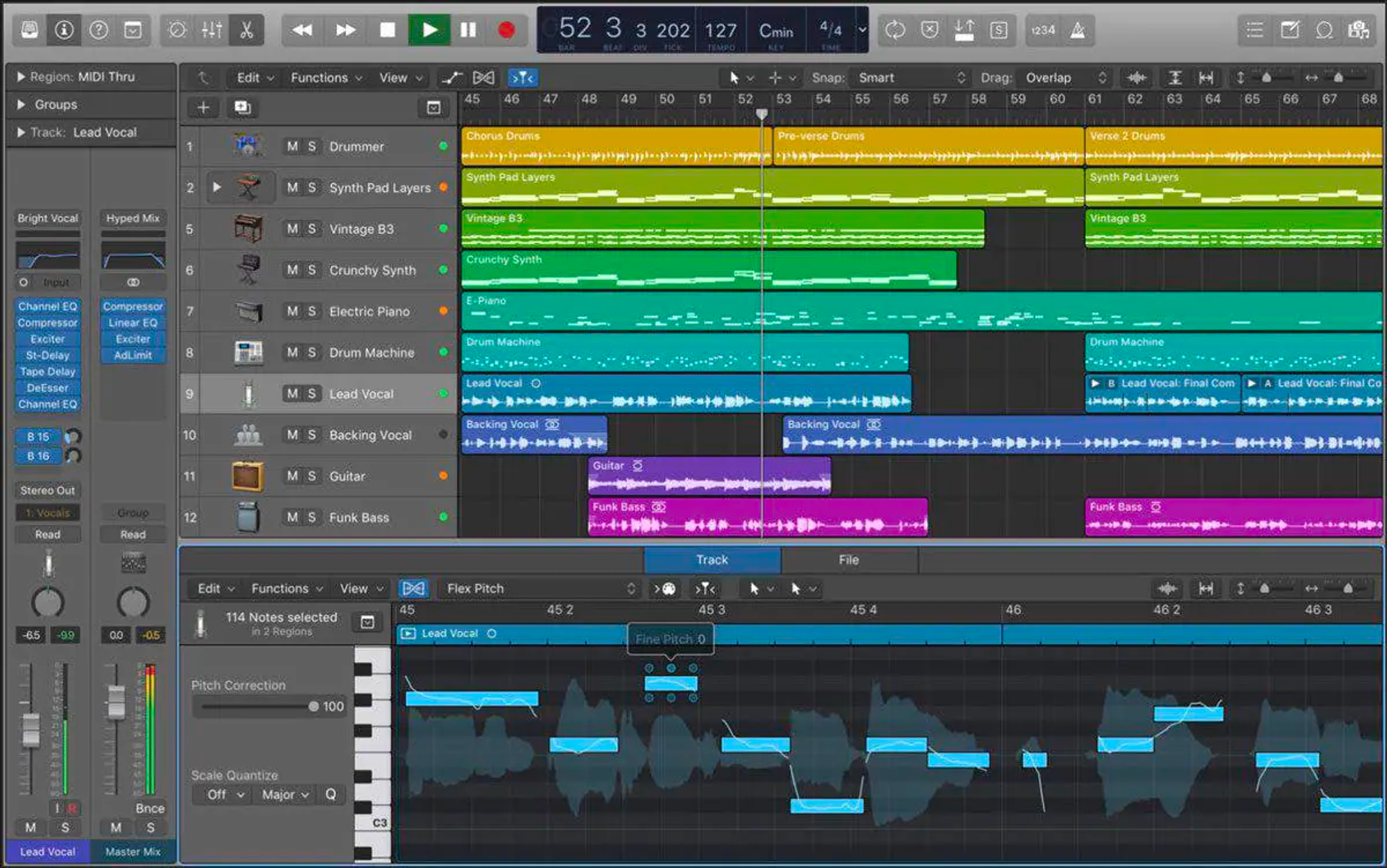 Screenshot of Logic Pro, which shows an app that is overwhelming to beginners but soothing to experts